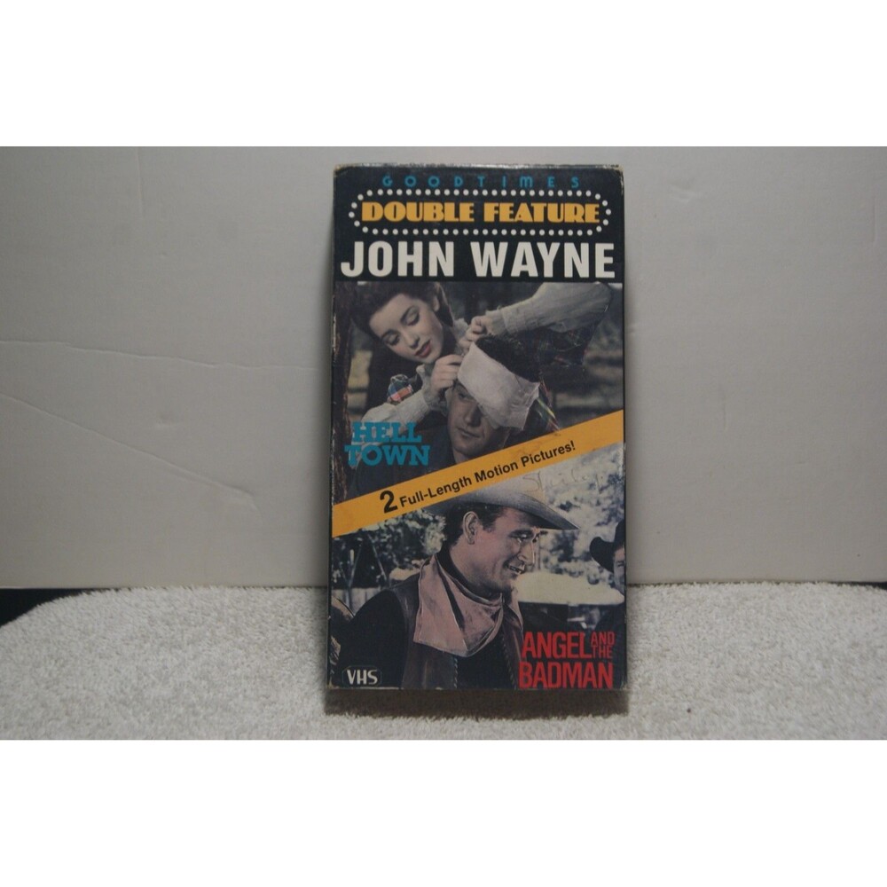 Double Feature John Wayne Hell Town/Angel and the Badman (VHS, 1986) Classic We
